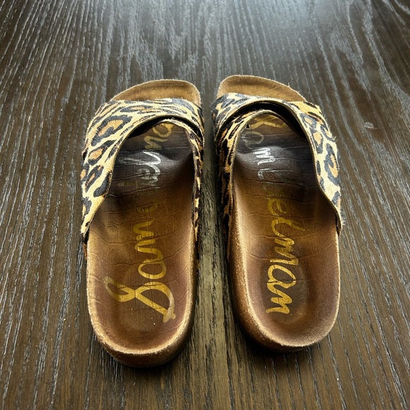Sam Edelman sandals leather faux  animal‎ fur leopard bohem hippie comfy - Picture 3 of 7